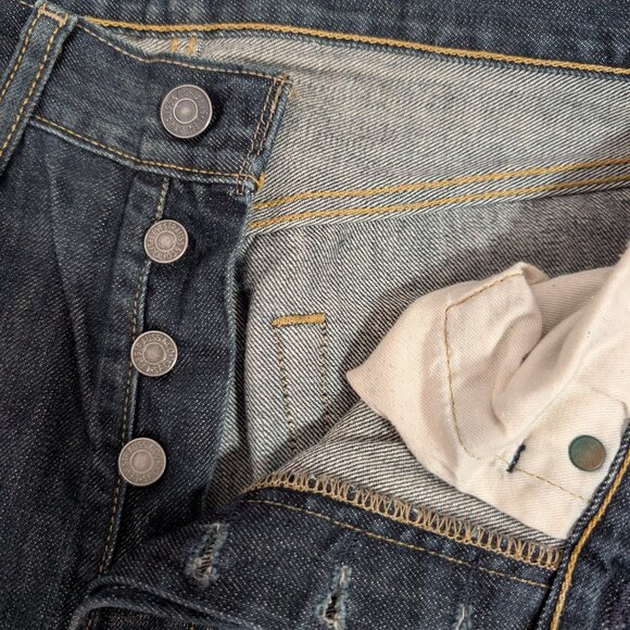 Levis 501 Denim Jeans Mens 31x30 Dark Wash Blue Straight - Picture 8 of 9